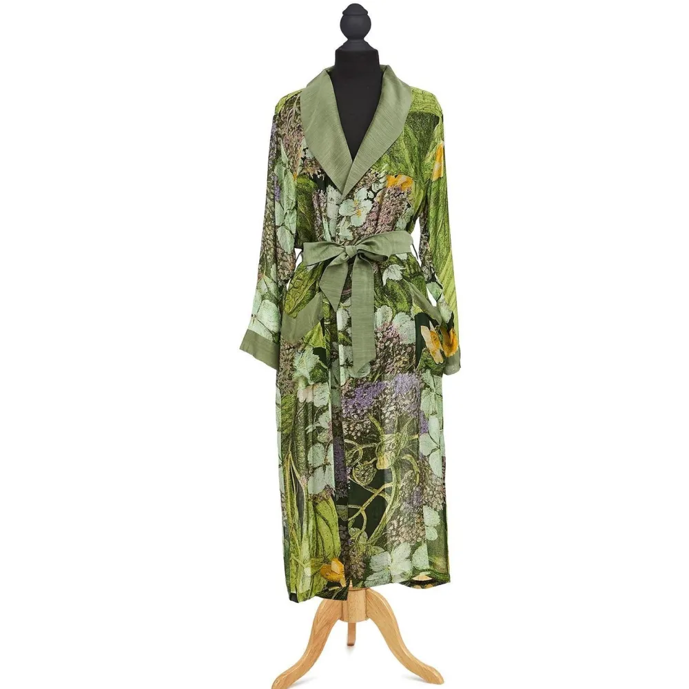 Robes, Nightgowns & Dresses|KEW Hydrangea Print Lime Robe Gown