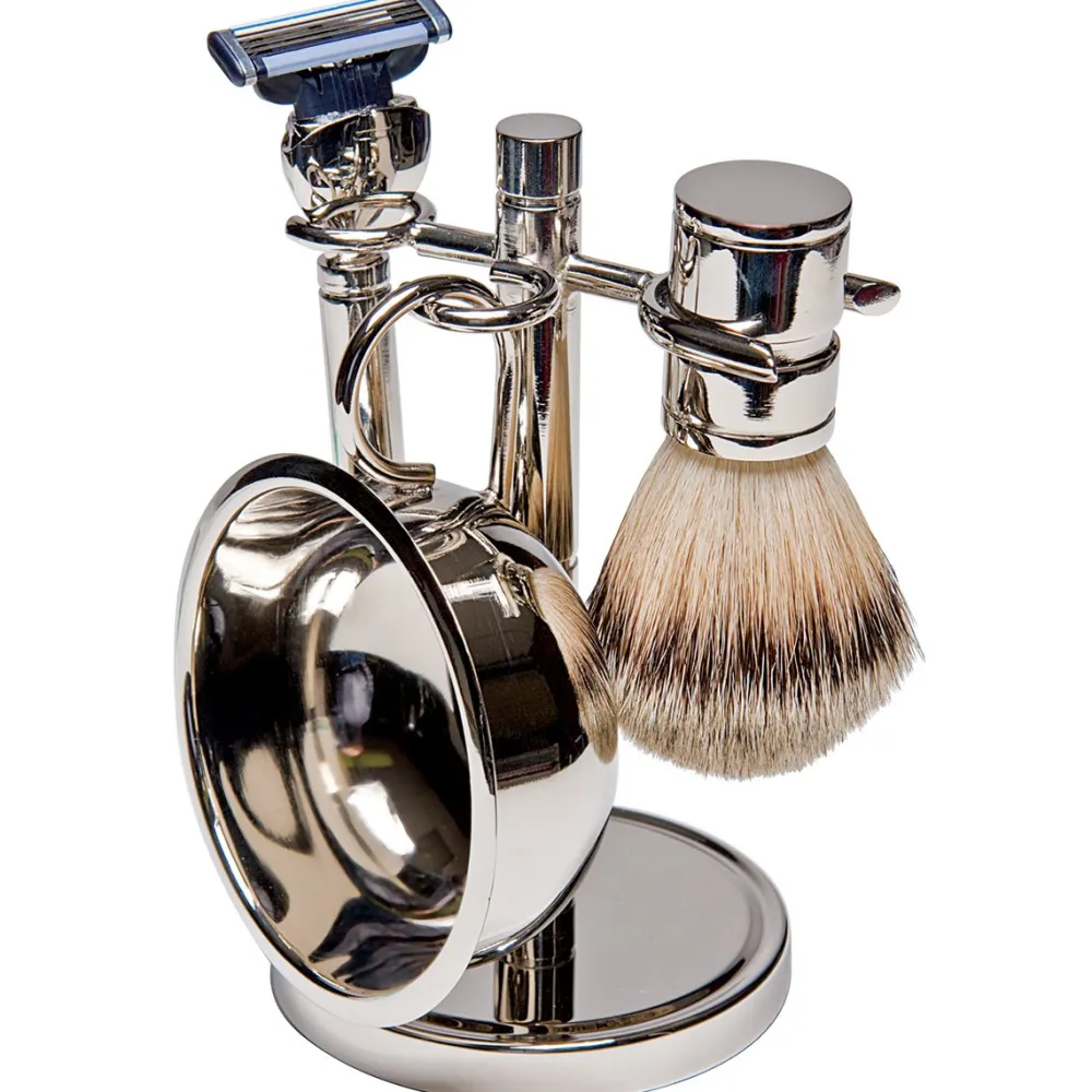 Shaving Sets|Kingsley Silver Plated Shave Set SB-670
