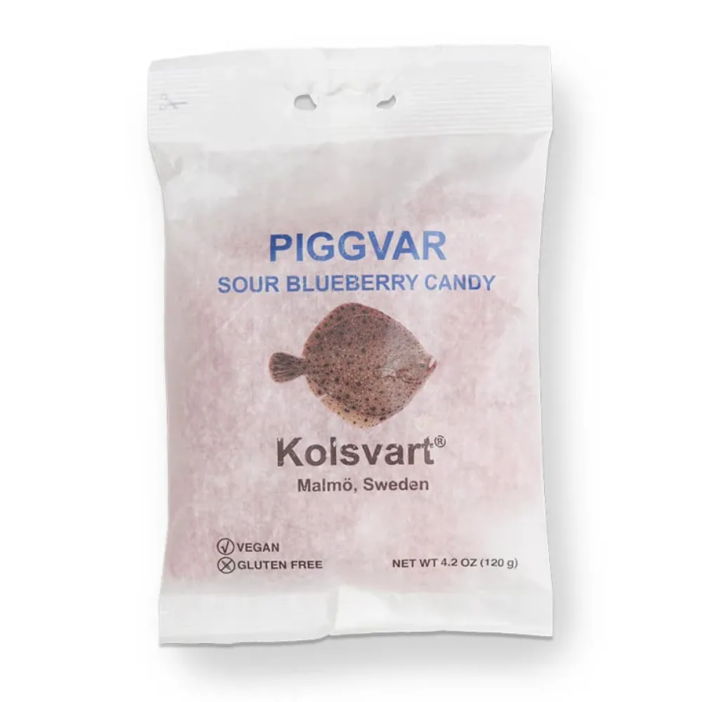 Sweets|Kolsvart Piggvar Sour Blueberry Candy Fish 120g