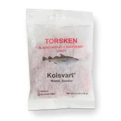 Sweets|Kolsvart Torsken Blackcurrant & Raspberry Candy Fish 120g