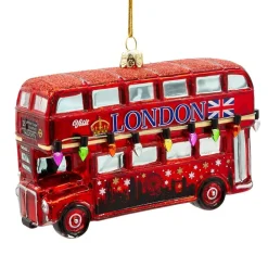 Souvenirs|Cultural Icons|Kurt Adler London Bus Glass Ornament