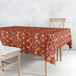 Le Chateau Textiles Tablecloths|William Morris Gallery Strawberry Thief Red Square Acrylic Tablecloth