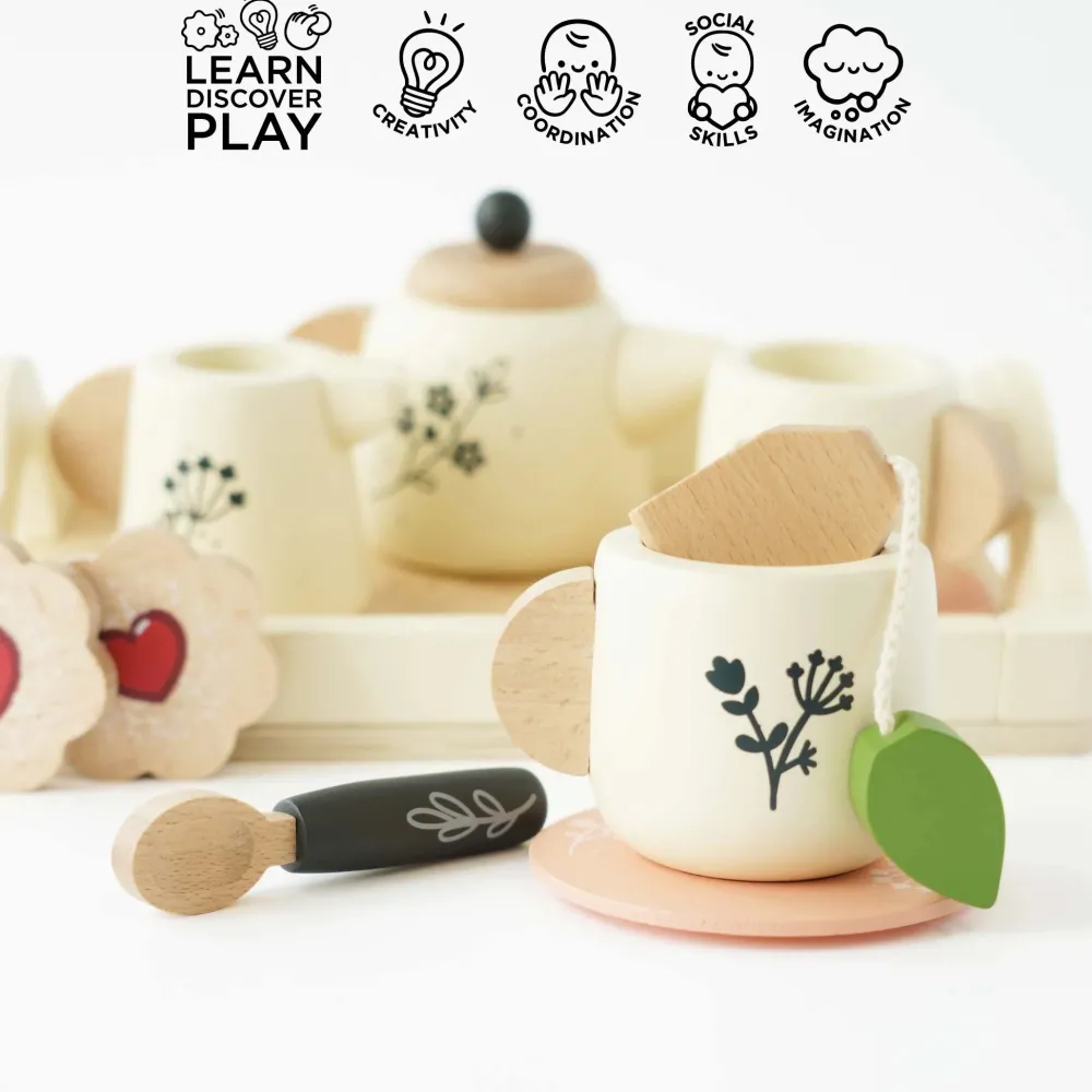 Le Toy Van Toys|Vintage Wooden Tea Set & Tray