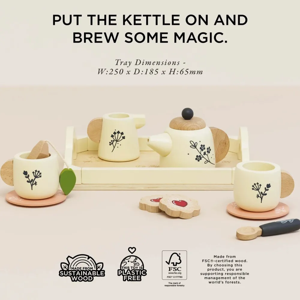 Le Toy Van Toys|Vintage Wooden Tea Set & Tray
