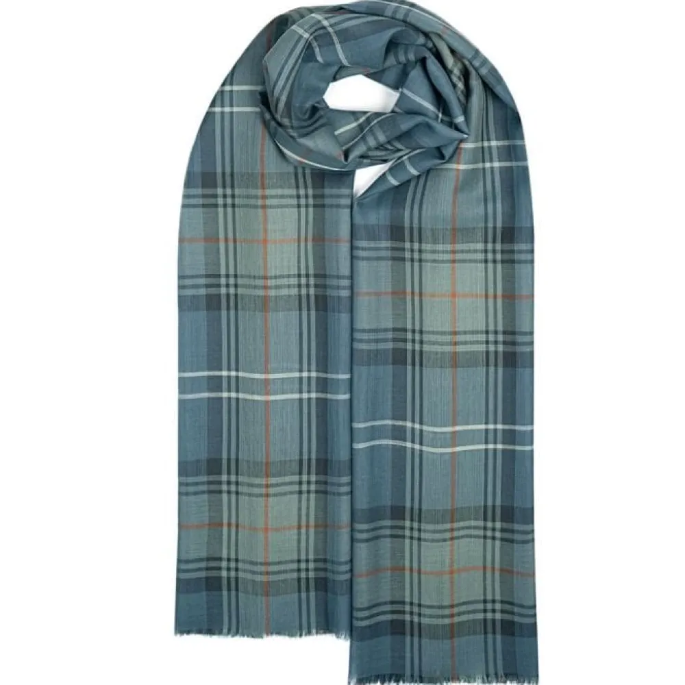 Lochcarron of Scotland Scarves & Wraps|Alba Chisholm Hunting Blue Extra Fine Merino Stole