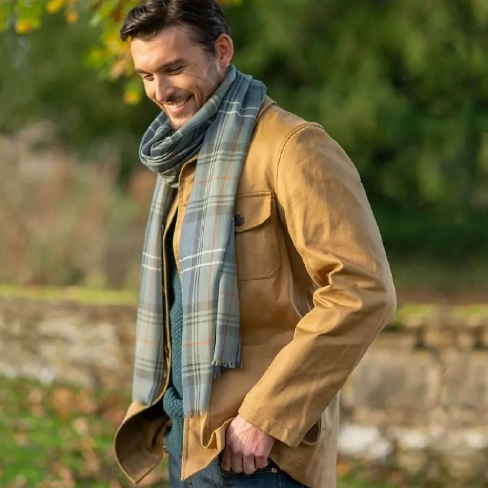 Lochcarron of Scotland Scarves & Wraps|Alba Chisholm Hunting Blue Extra Fine Merino Stole