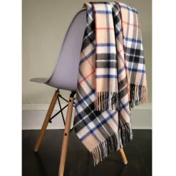 Lochcarron of Scotland Throws & Pillows|Border Thomson Camel Tartan Lambswool Blanket