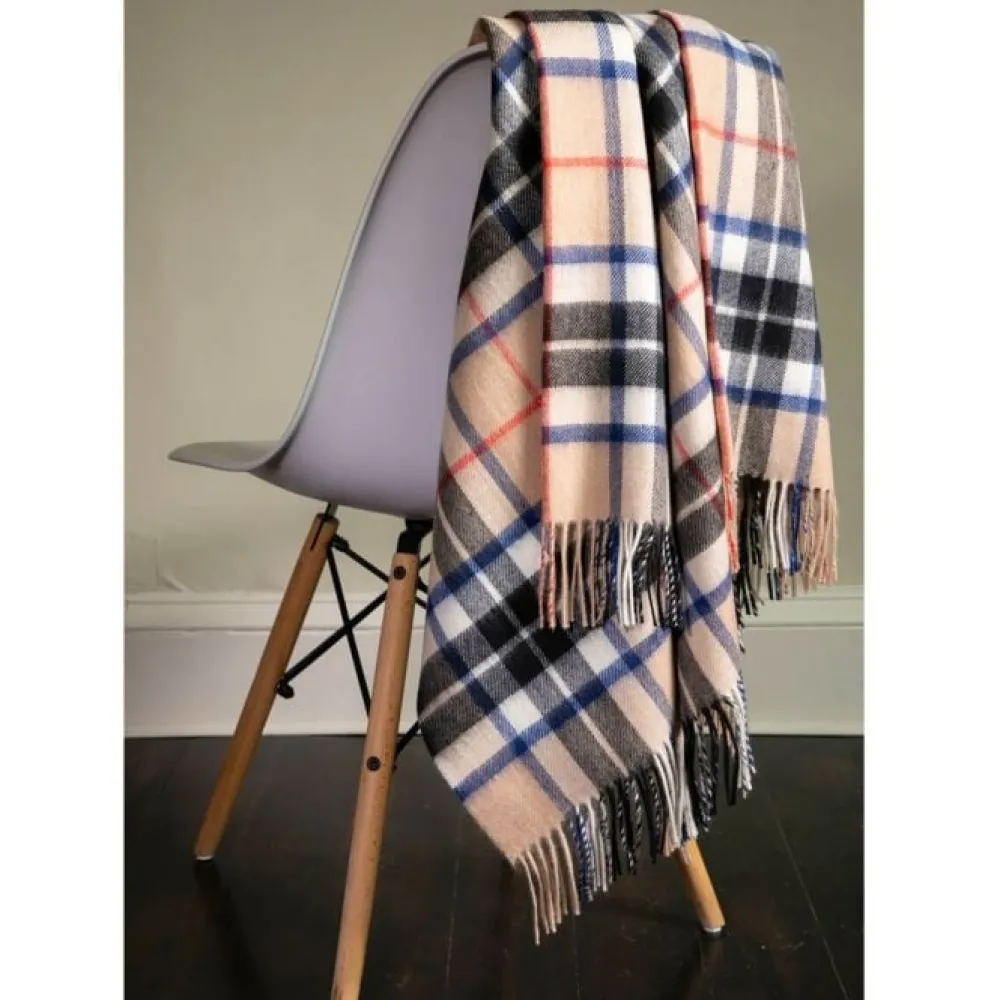Lochcarron of Scotland Throws & Pillows|Border Thomson Camel Tartan Lambswool Blanket