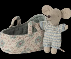 Maileg Maileg|Toys|Baby Mouse in Carry Cot - Blue