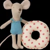 Maileg Maileg|Toys|Beach Mouse with Float, Little Sister - Red Dot