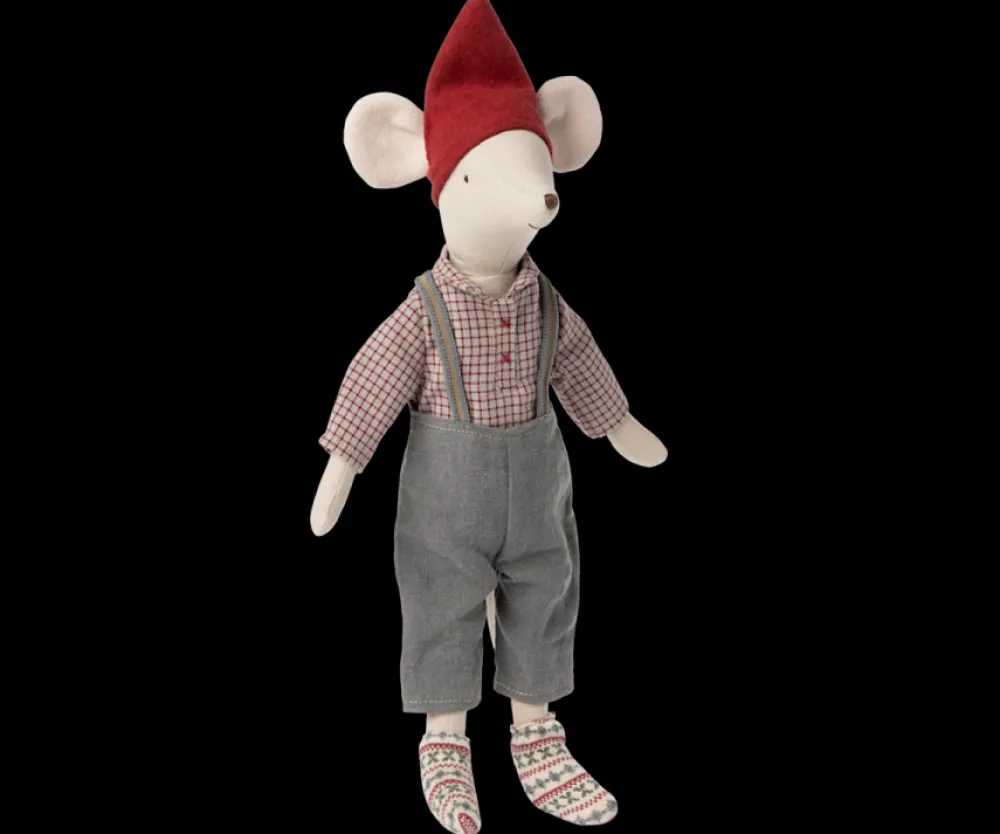 Maileg Maileg|Toys|Christmas Mouse, Medium - Overalls