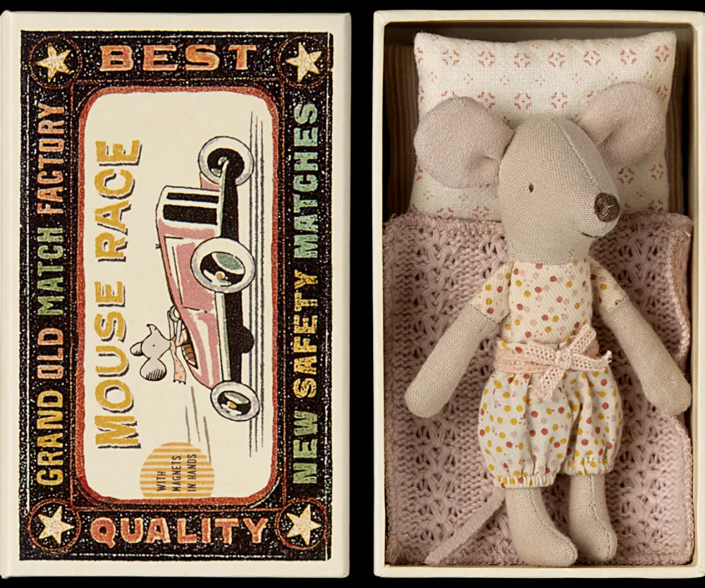 Maileg Maileg|Soft Toys|Little Sister Mouse in Matchbox