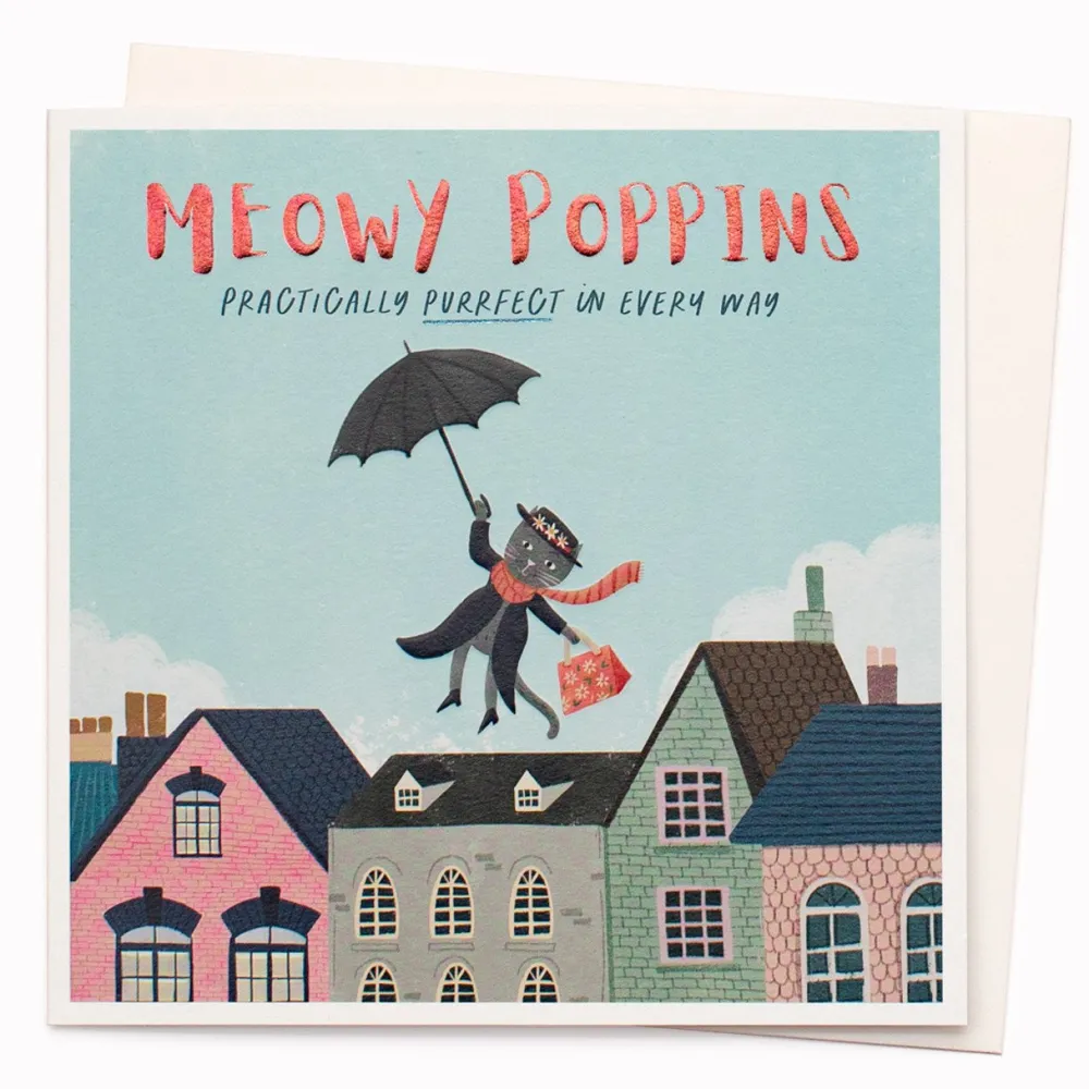 Greeting Cards|Meowy Poppins Greeting Card