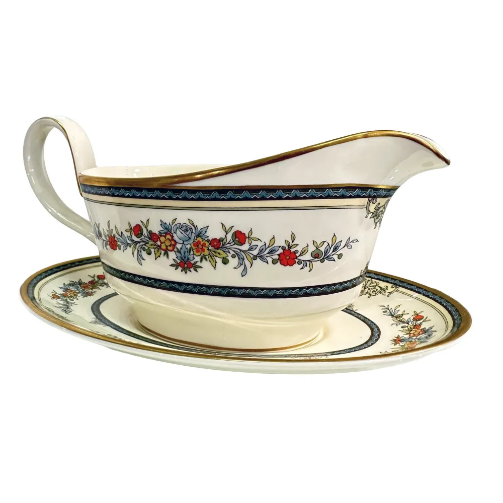 Vintage Minton Stanwood|Minton Stanwood Gravy Boat with Under Saucer