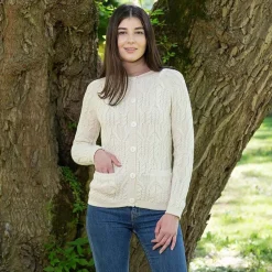 Shirts & Sweaters|Natural Wool Button Cardigan