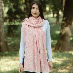Scarves & Wraps|Newgrange Fern Wrap (Pastel Red)