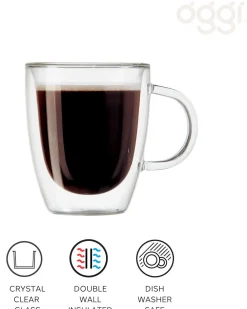 Assorted Mugs|Oggi Double Wall Glass Espresso Cup Set