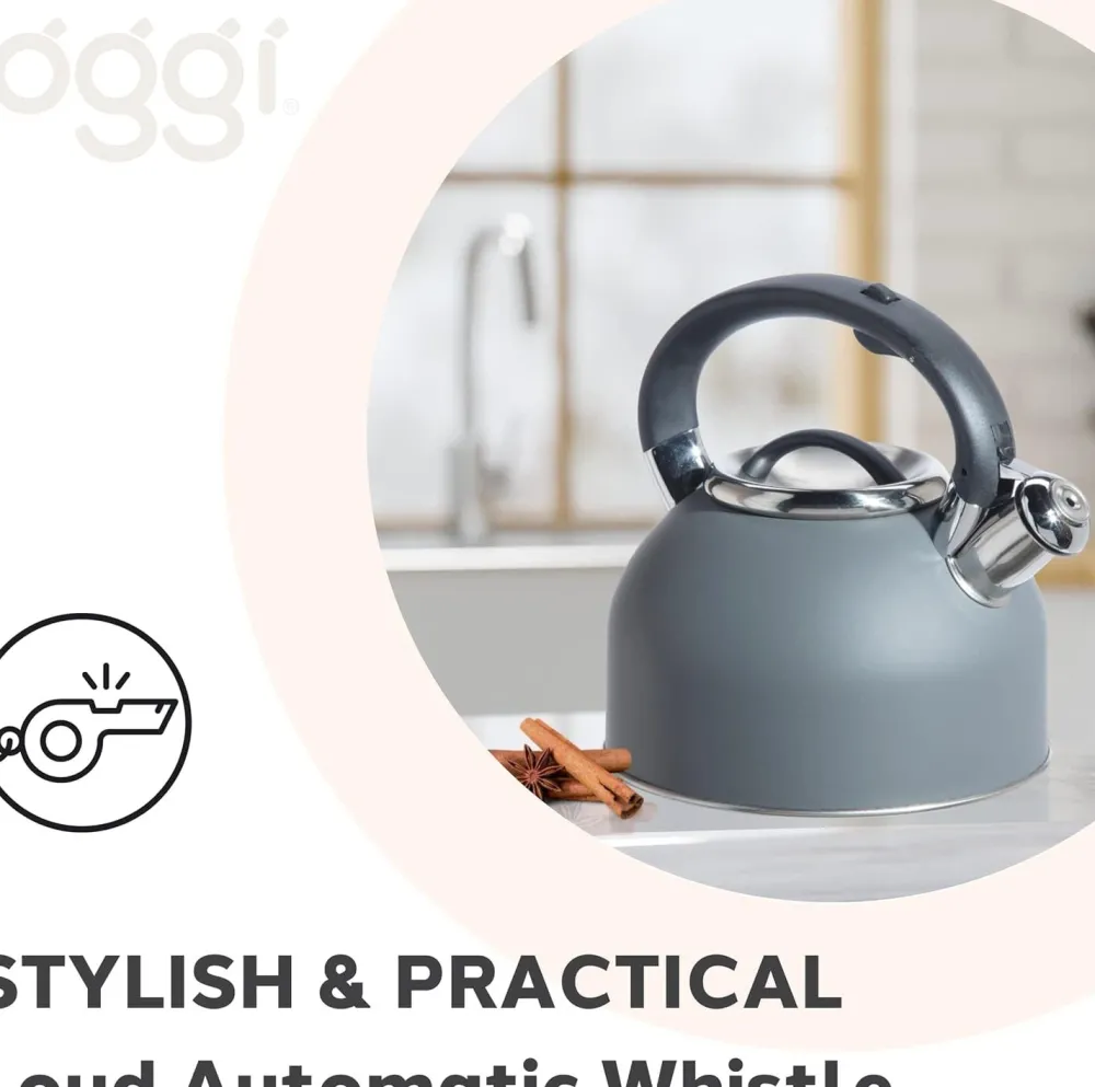 Tea Kettles|Oggi Stainless Steel Whistling Tea Kettle (Charcoal Grey)