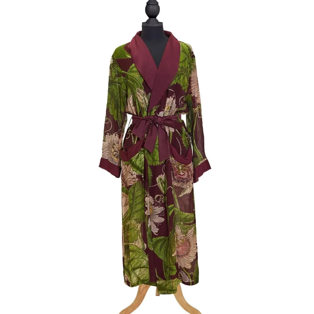 Robes, Nightgowns & Dresses|Passion Flower Burgundy Robe