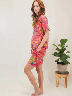 Robes, Nightgowns & Dresses|Pink Fearless Peacock Short Sleep Set