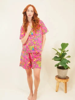 Robes, Nightgowns & Dresses|Pink Fearless Peacock Short Sleep Set