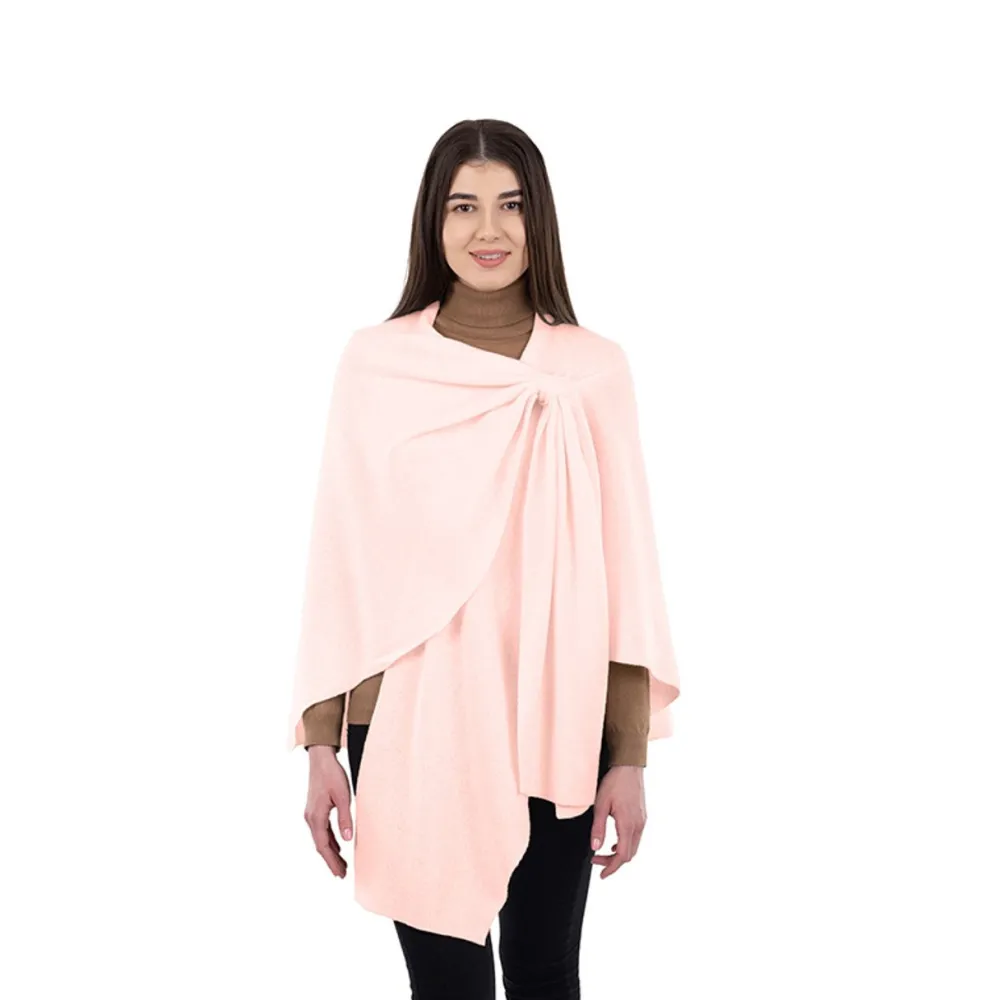 Scarves & Wraps|Pink Lambswool Draped Shawl