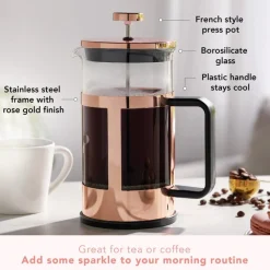 Strainers, Infusers & Spoons|Teapots|Pinky Up Piper Rose Gold Tea Press