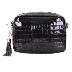 Pom Pom London Pom Pom London|Black Patent Croc City Bag