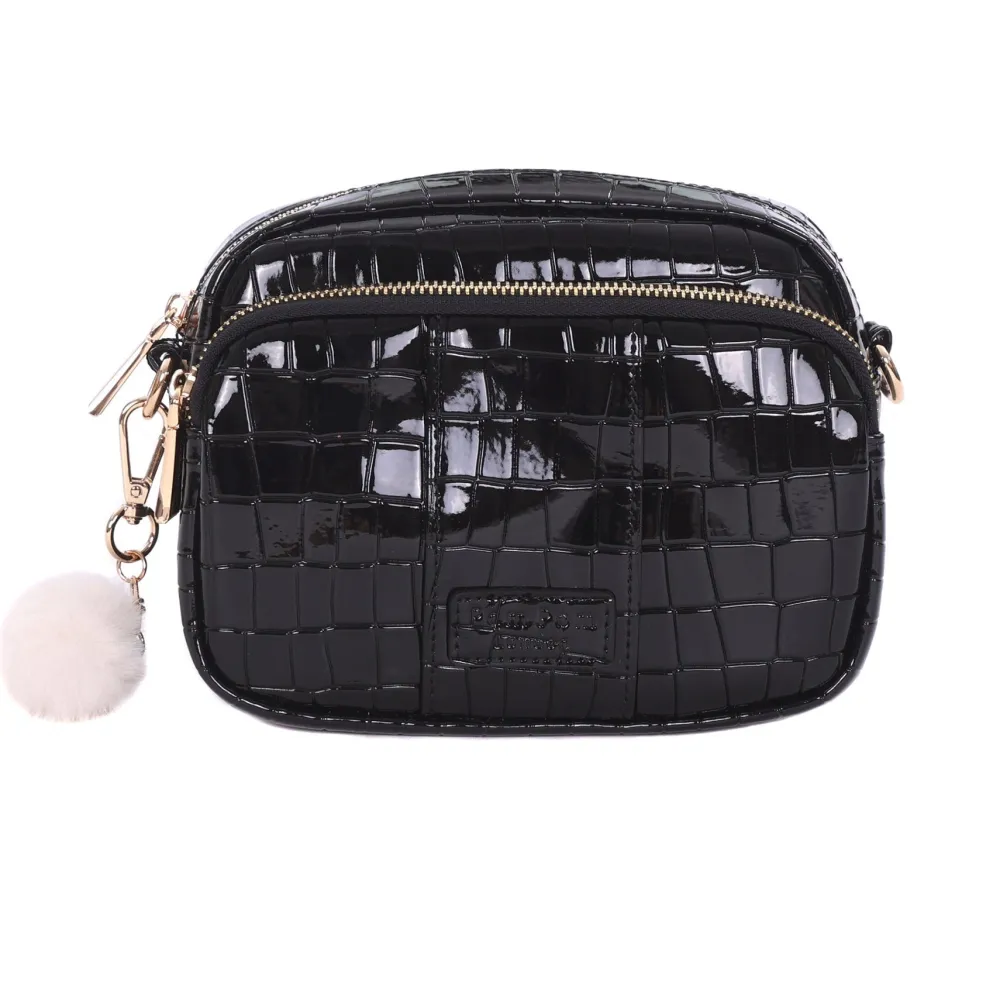 Pom Pom London Pom Pom London|Black Patent Croc Original Bag