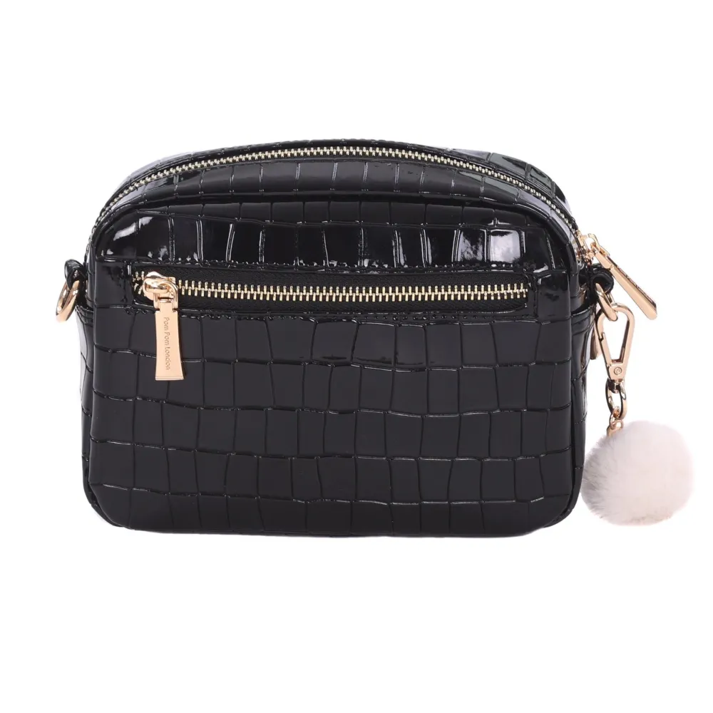 Pom Pom London Pom Pom London|Black Patent Croc Original Bag