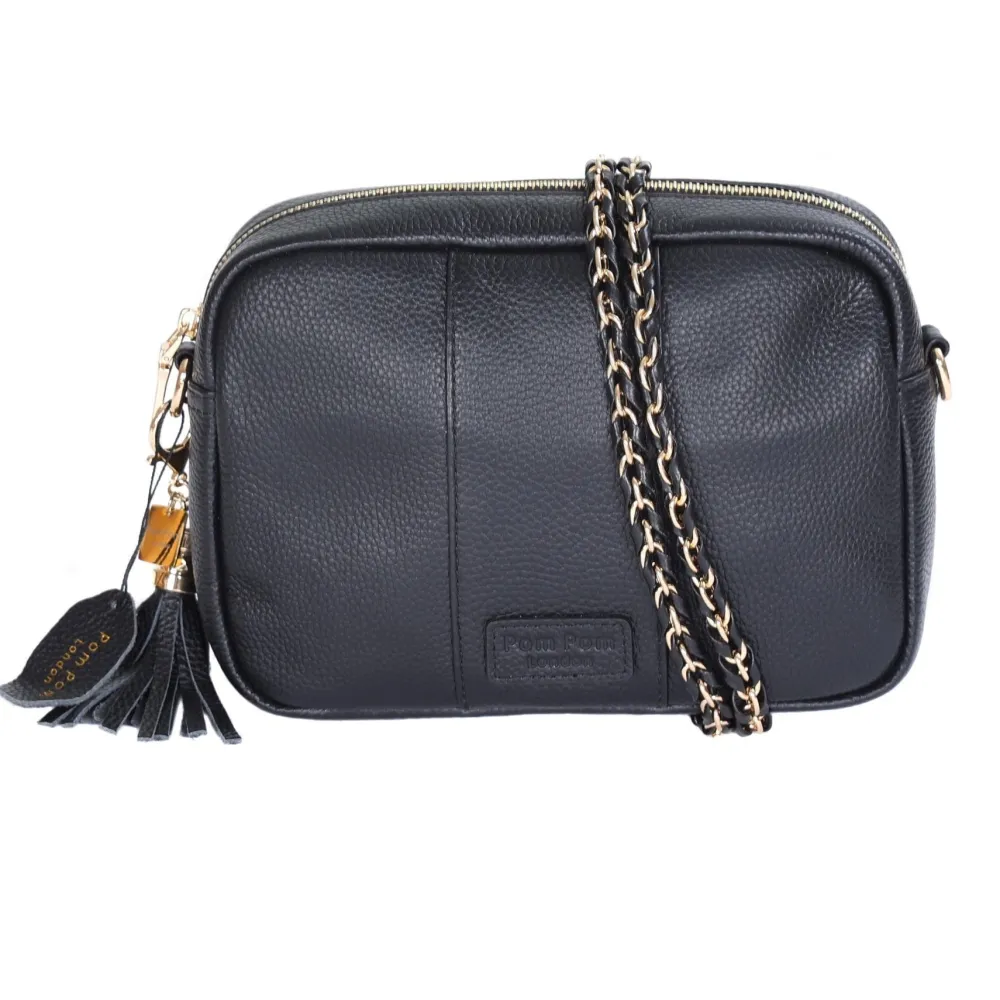 Pom Pom London Pom Pom London|Black Weave Gold Chain Strap