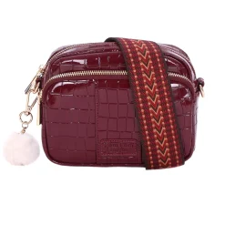 Pom Pom London Pom Pom London|Claret Patent Croc Original Bag