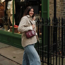 Pom Pom London Pom Pom London|Claret Patent Croc Original Bag