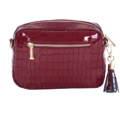 Pom Pom London Pom Pom London|Claret Patent Croc City Bag