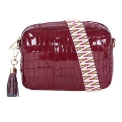 Pom Pom London Pom Pom London|Claret Patent Croc City Bag