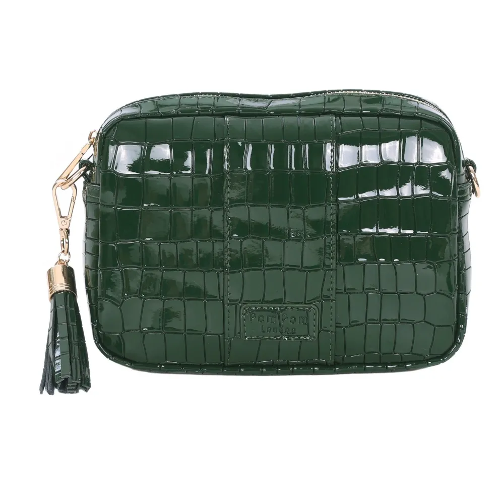 Pom Pom London Pom Pom London|Clover Green Patent Croc City Bag