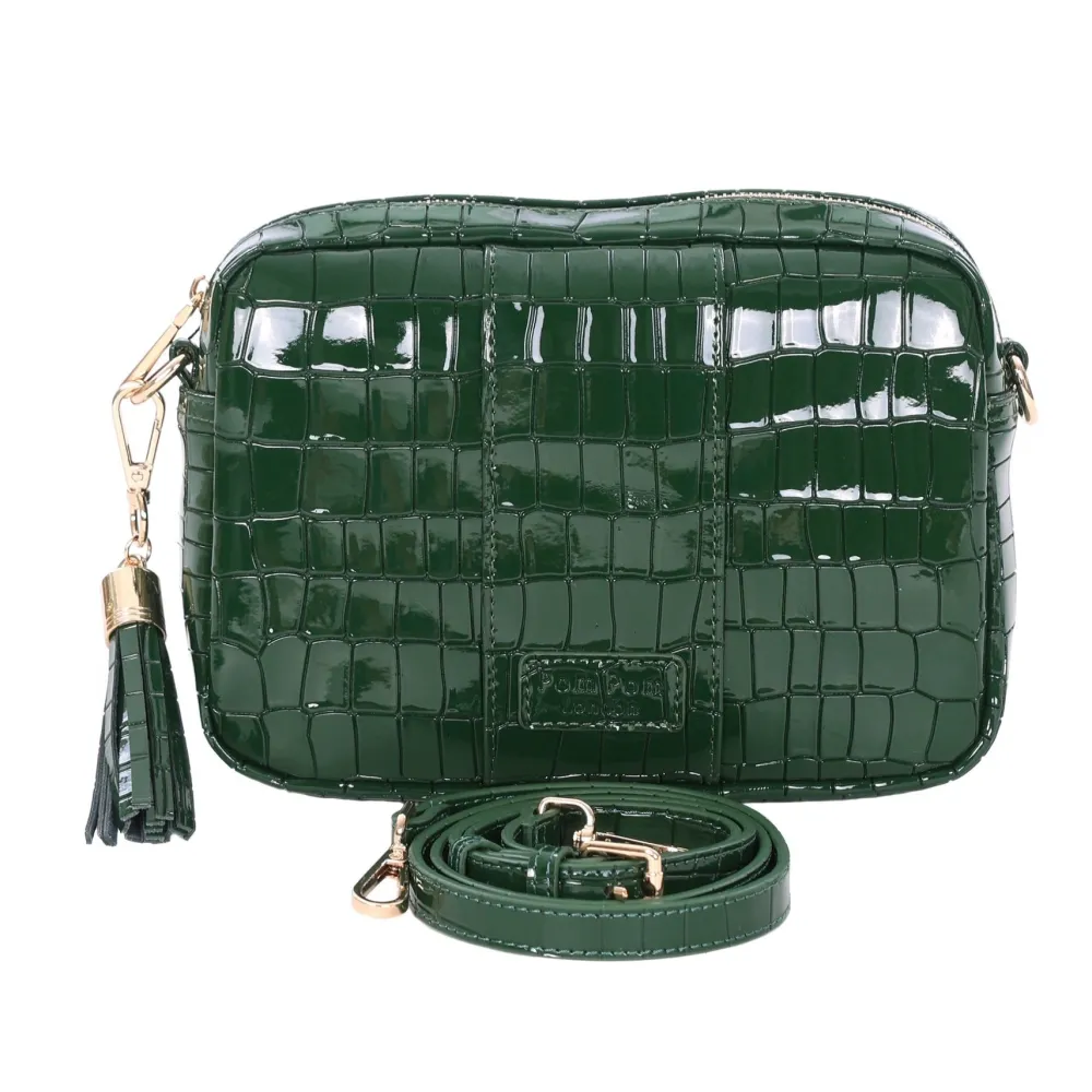 Pom Pom London Pom Pom London|Clover Green Patent Croc City Bag