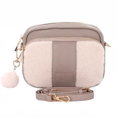 Pom Pom London Pom Pom London|Stone Leather & Faux Fleece Original Bag