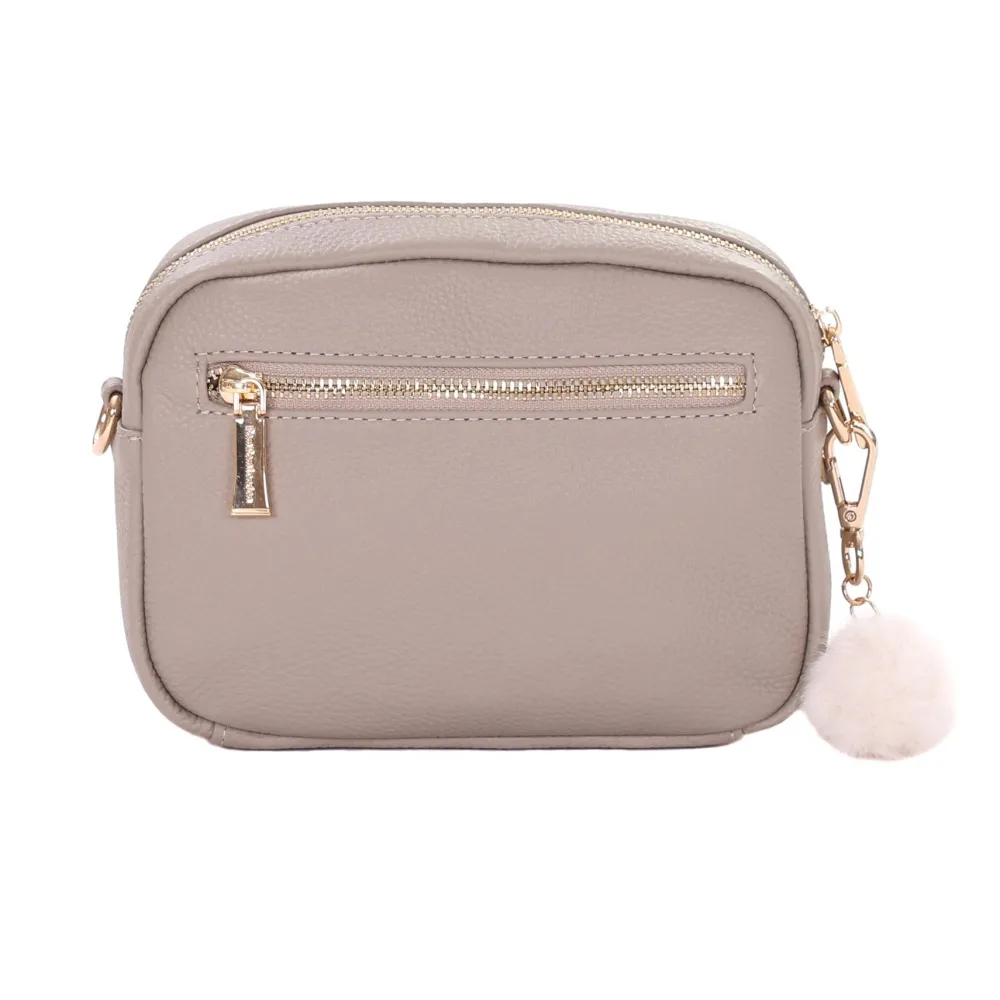 Pom Pom London Pom Pom London|Stone Leather & Faux Fleece Original Bag