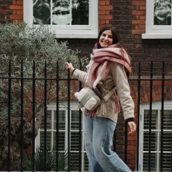 Pom Pom London Pom Pom London|Stone Leather & Faux Fleece Original Bag