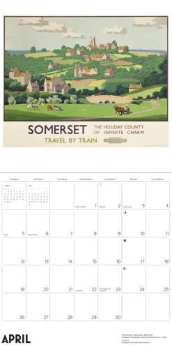Pomegranate Calendars|England by Rail: Vintage Travel Posters 2026 Wall Calendar