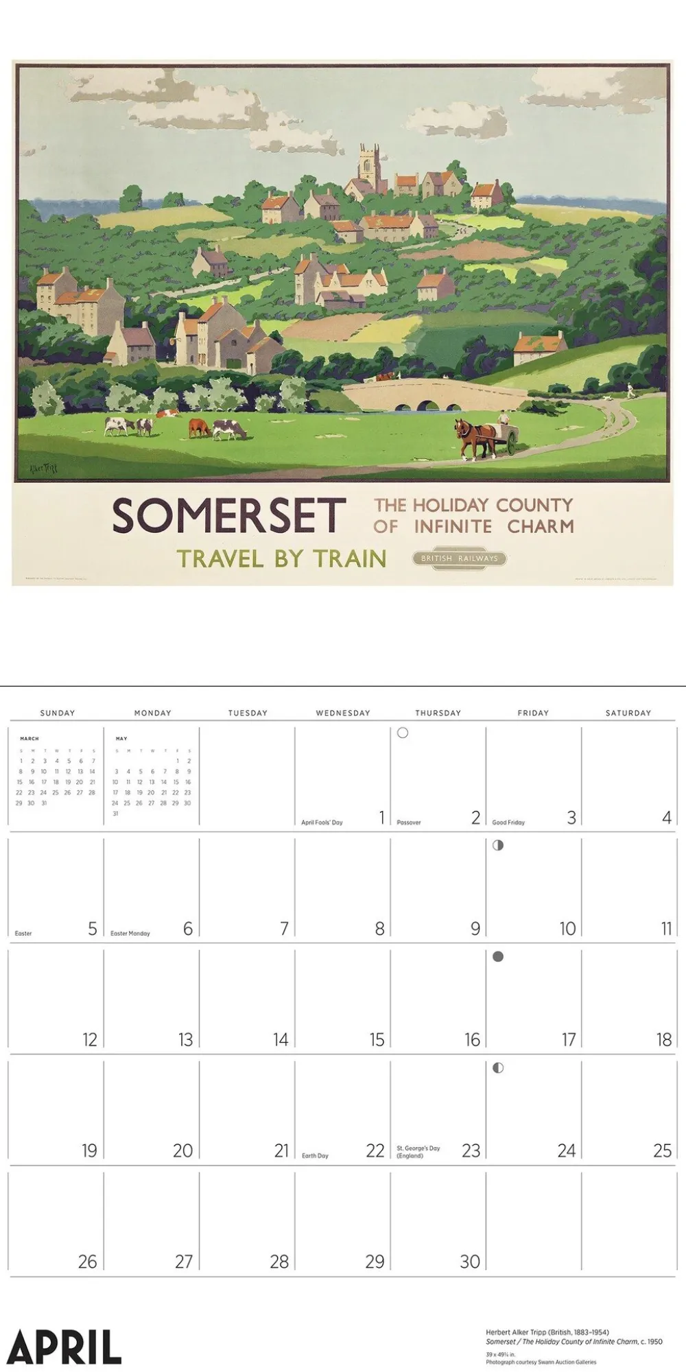 Pomegranate Calendars|England by Rail: Vintage Travel Posters 2026 Wall Calendar