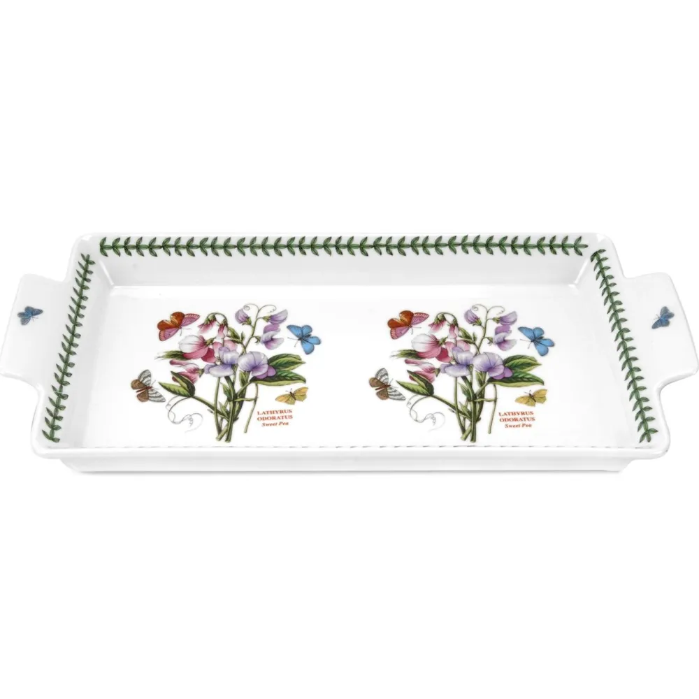 Portmeirion Tea Trays|Serving Plates|Botanic Garden Handled Sandwich Tray (Sweet Pea)