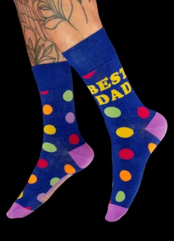 Powder UK Socks|Best Dad Polka Dot Navy Blue Socks