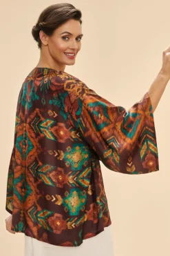Powder UK Robes, Nightgowns & Dresses|Chocolate Ikat Kimono Jacket