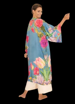 Powder UK Robes, Nightgowns & Dresses|Floral Study Denim Blue Kimono Gown