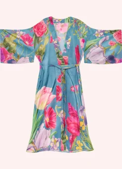 Powder UK Robes, Nightgowns & Dresses|Floral Study Denim Blue Kimono Gown