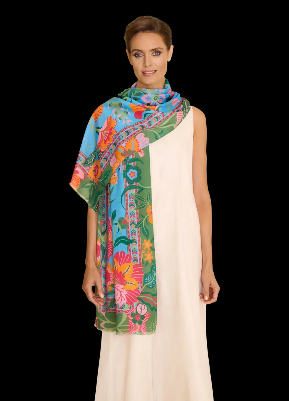 Powder UK Scarves & Wraps|Folky Floral Cornflower Blue Scarf