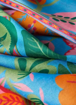Powder UK Scarves & Wraps|Folky Floral Cornflower Blue Scarf