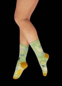 Powder UK Socks|Happy Geese Mint Green Ladies Ankle Sock